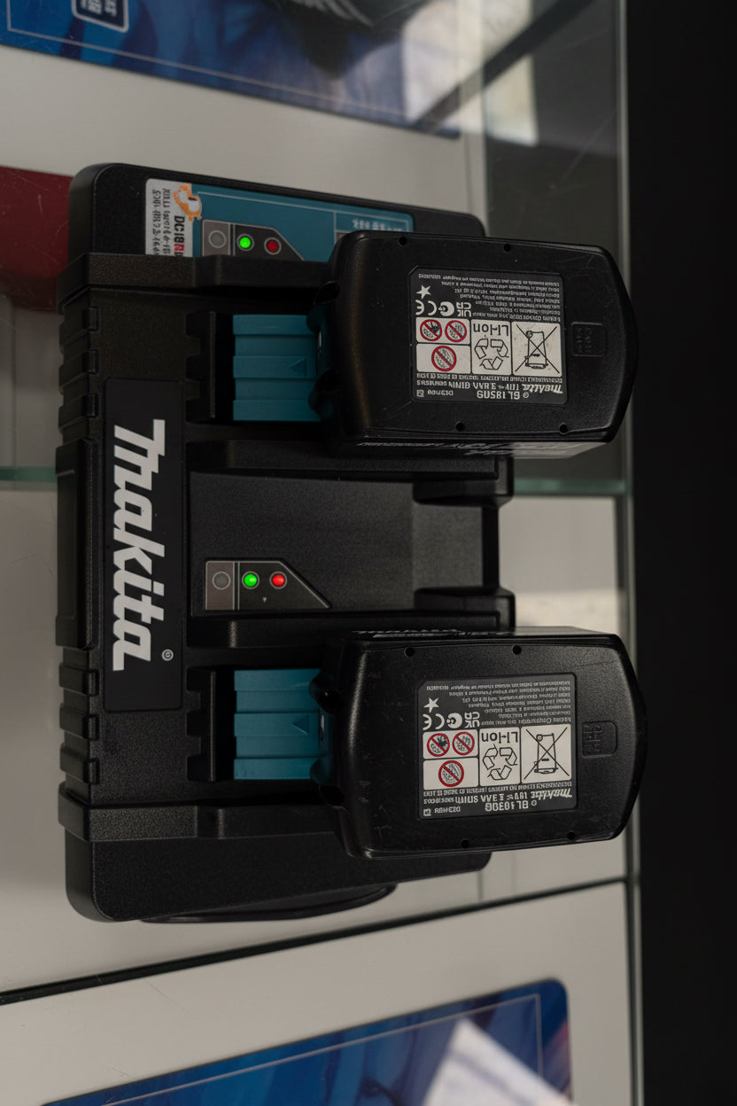 Makita DC18RD Duo Snellader + 2x Makita BL1850B 18V 5.0Ah Accu